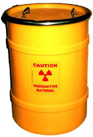 15 gallon polyethylene decay drum for radioactive waste, gamma and beta radiation