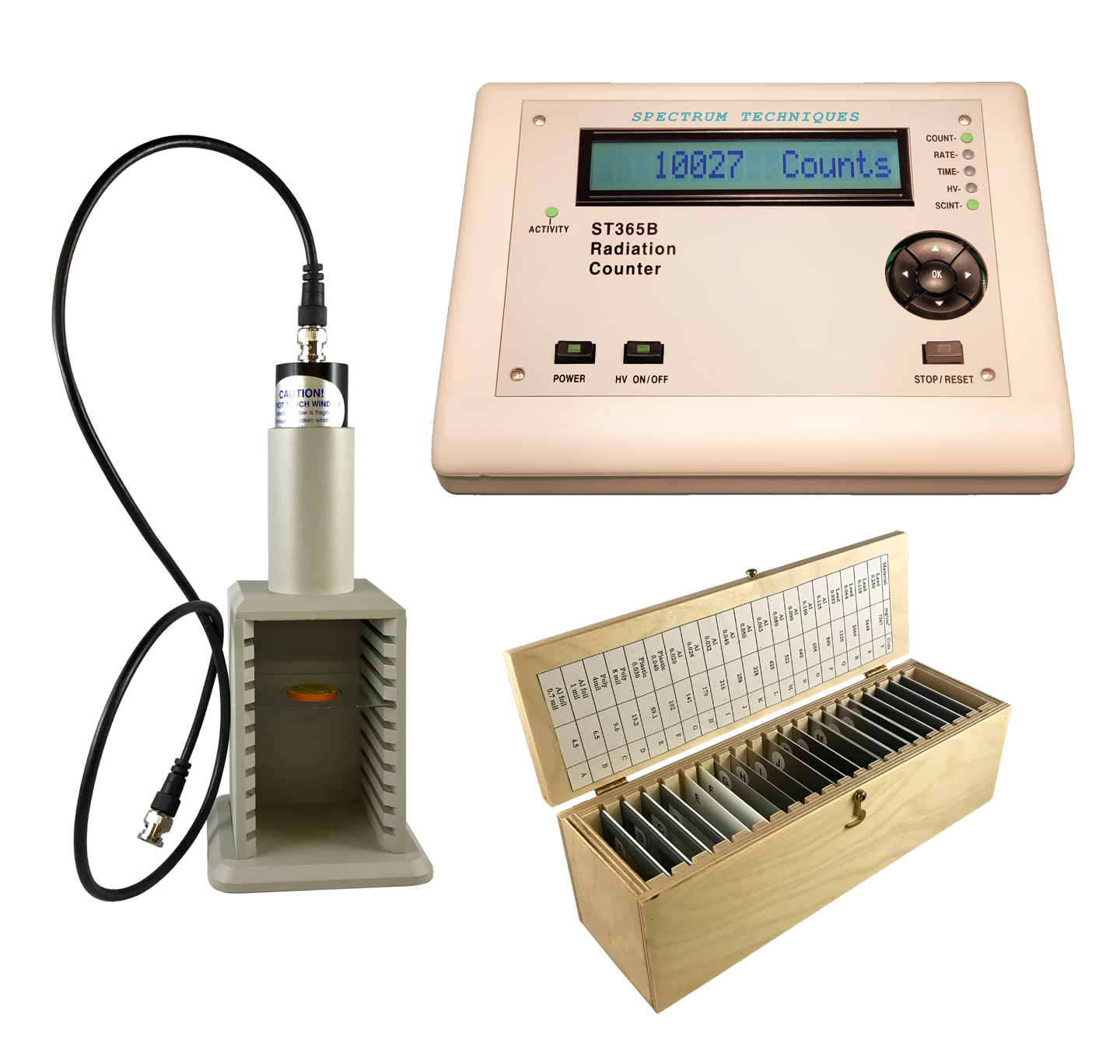 st365B radiation counter system with detector and absorbers
