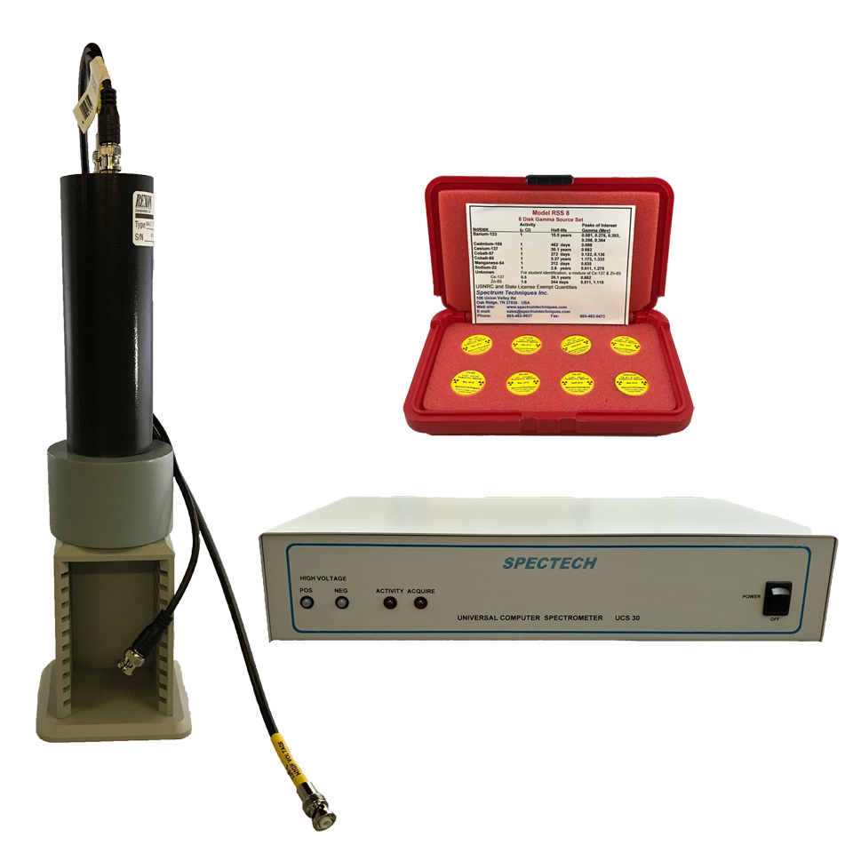 UCS30 system with MCA, Scintillation Detector, software and radioactive source kit
