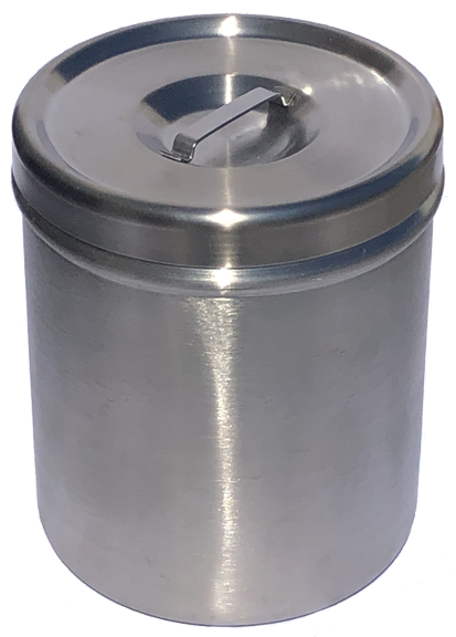 stainless steel, lead-lined radioactive waste container